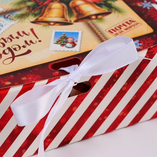 Цена за 3 шт. Коробка подарочная новогодняя складная, упаковка, «Колокольчики», 16×12×5 см