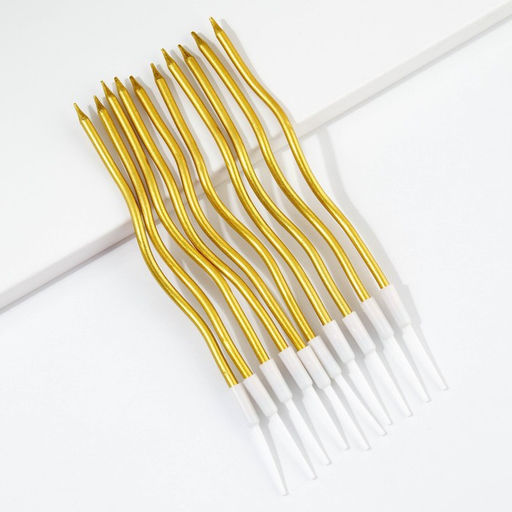 Свечи для торта «Для твоего праздника», золотые, 10 шт., 15×0.5 см