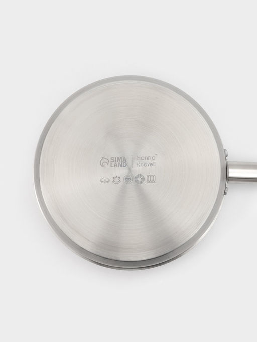 Сковорода - сотейник Hanna Knövell, 2.7 л, d=24 см, h=6.5 см, толщина стенки 0.6 мм, индукция, нержавеющая сталь, серебристая