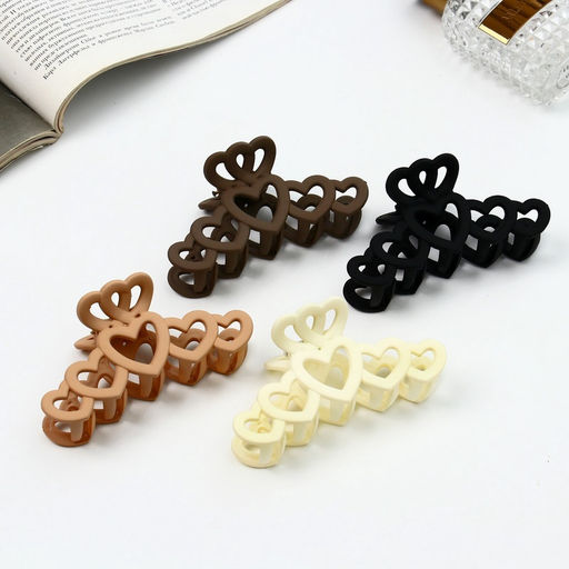 Цена за 12 шт. Крабик для волос «Леона», сердца матовый, 10 см, МИКС