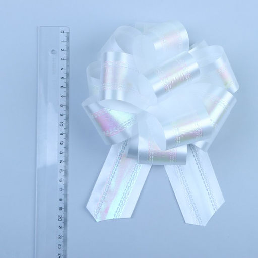 Подарочный бант - шар №5 перламутровый, белый, для упаковки подарков