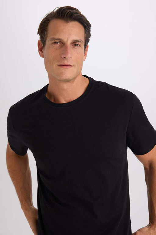 Новая базовая простая футболка с короткими рукавами и круглым вырезом стандартного кроя - Defacto фото 4