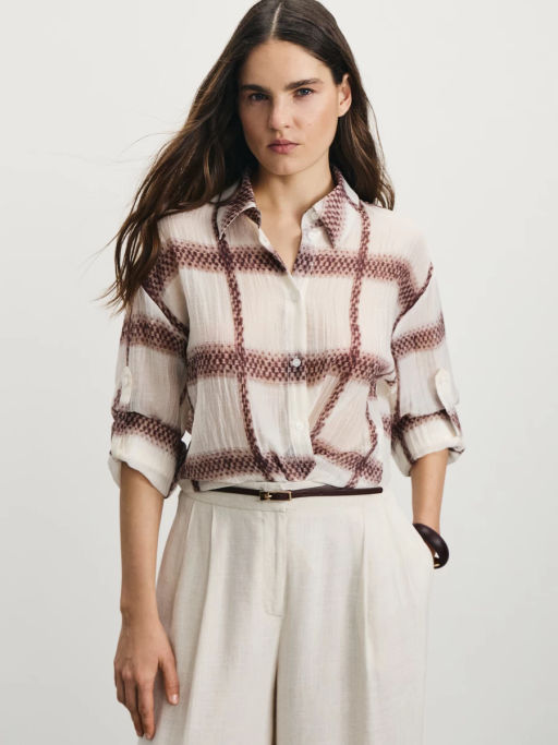 Рубашка из тенселя с патами на рукавах / Zarina  фото 8