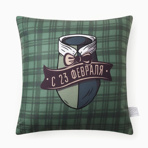 Подушка декоративная Этель С 23 февраля 40х40 см, велюр, 100% п/э  фото 6