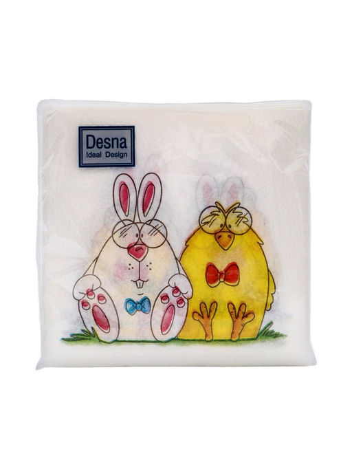 Цена за 4 шт. Салфетки пасхальные бумажные «Сладкая парочка», 1 слой, 24х24 см, 40 шт