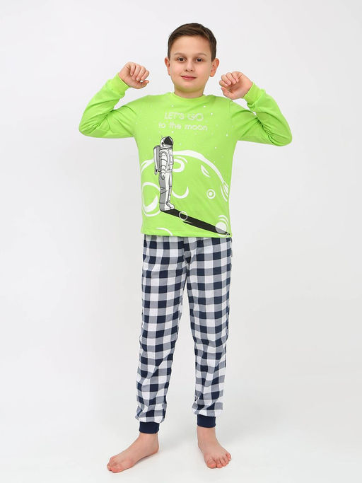 Пижама для мальчика 92178 салатовый/черная клетка 870 Lets go - Let's go фото 3