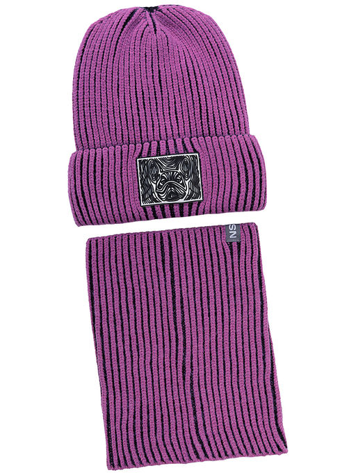 Комплект (шапка и снуд) 12з16624 джинс/черный - Nikastyle фото 14