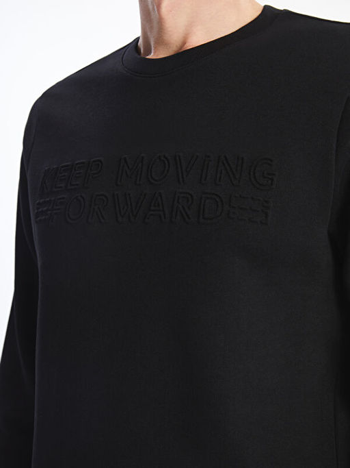 Bisiklet Yaka Uzun Kollu Erkek Kal?n Sweatshirt