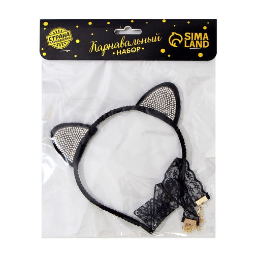 Карнавальный набор взрослый Гламурная кошечка, ободок, ушки, чокер - Страна карнавалия фото 5