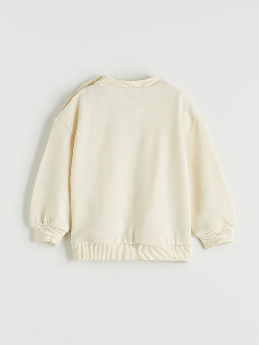 Bisiklet Yaka Bask?l? Erkek Bebek Sweatshirt