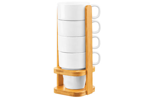 Набор 4 кружек 170 мл 10,5*8,5*21 см Айсберг на дерев. подставке - Elan gallery фото 6