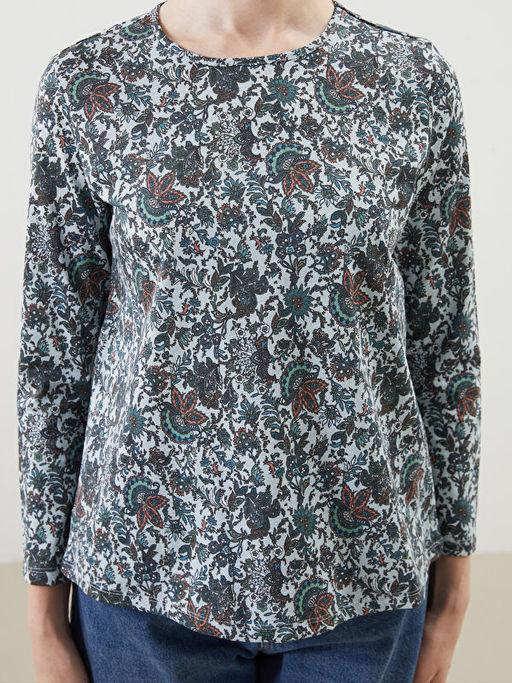 Bisiklet Yaka Desenli Kad?n Bluz