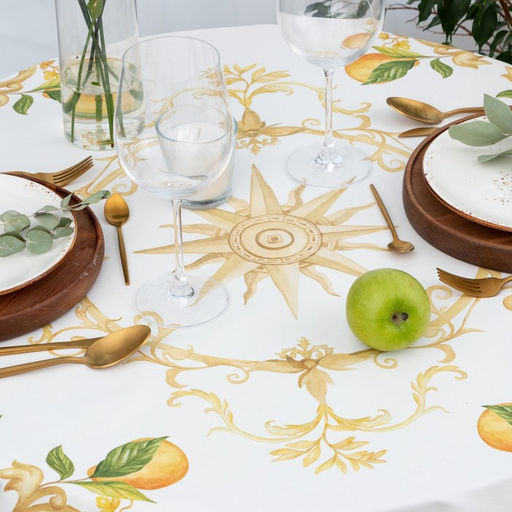 Скатерть Этель Southern fruits, d=215 см с ГМВО, 100% хлопок, саржа 190 г/м?