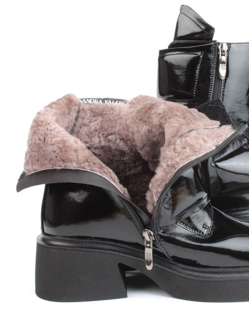 04-HSM710 BLACK Ботинки зимние женские (натуральная кожа, натуральный мех) - Фабричный китай фото 4