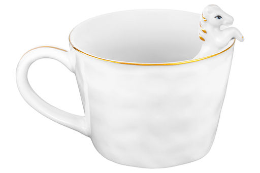 Кружка 300 мл 14,5*10*7,5 см Лошадка белая с золотом, фарфор - Elan gallery фото 5