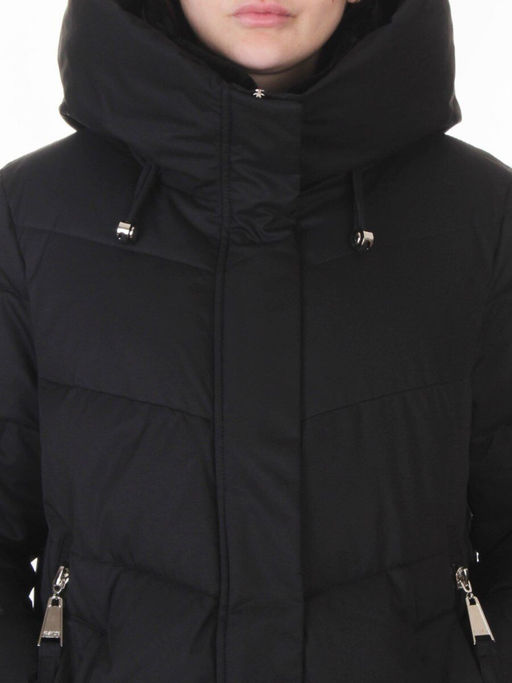 6605B BLACK Пальто зимнее женское (200 гр. холлофайбер)