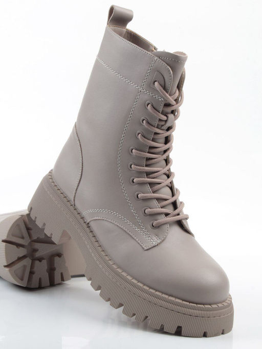 04-PAM439-2Z GRAY/BEIGE Ботинки зимние женские (натуральная кожа, 100% шерсть)