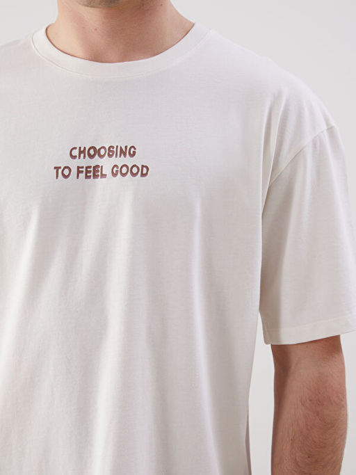 Bisiklet Yaka Bask?l? Penye Erkek Ti??rt