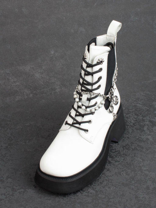 01-GZ6190-L61 WHITE Ботинки демисезонные женские (натуральная кожа) - Фабричный китай фото 4