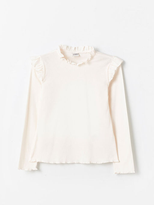 Dik Yaka Basic Uzun Kollu K?z ?ocuk Ti??rt - Waikiki фото 2