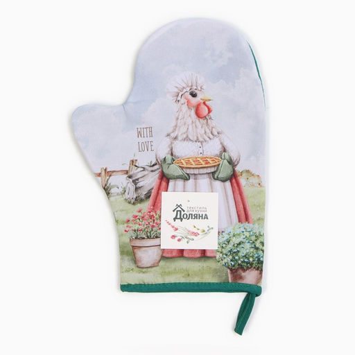 Варежка-прихватка Доляна Курочка 20х28 см, 35% хл, 65% пэ, ватин 250 г/м2  фото 8