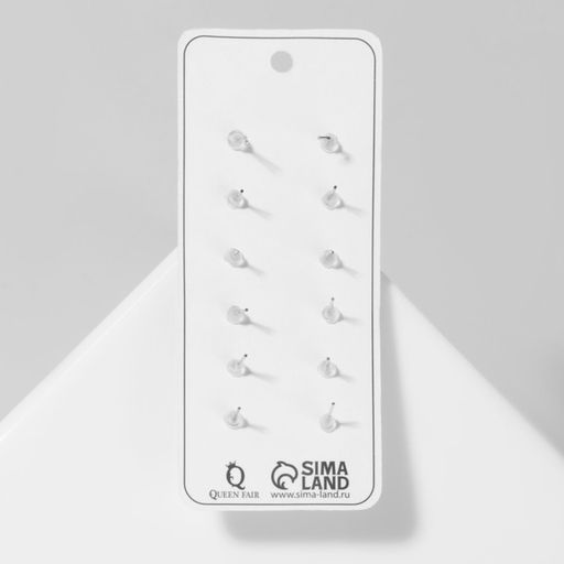 Цена за 2 шт. Серьги пусеты QF «Романтика», 6 пар, розочка, чёрно-белые в серебре