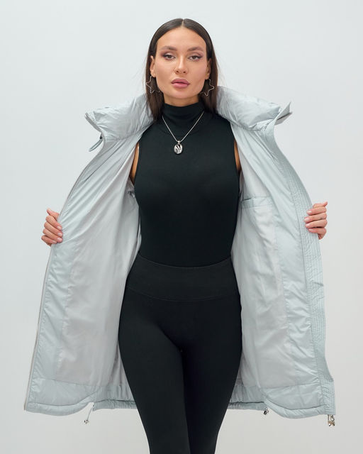 Куртка зимняя женская с капюшоном модная голубого цвета 3193Gl - Visdeer фото 9