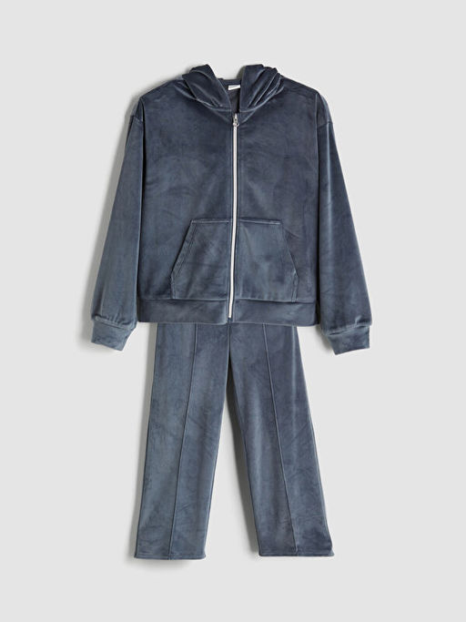 Kap??onlu K?z ?ocuk Kadife E?ofman Tak?m