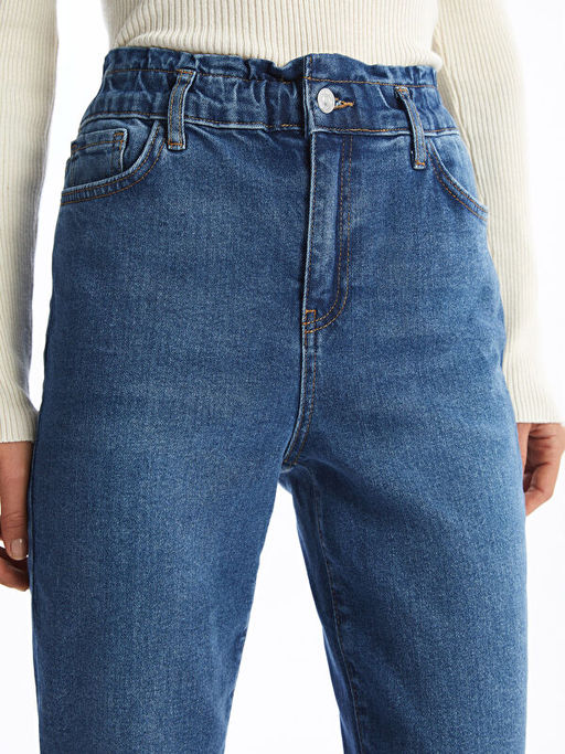 Beli Lastikli Paperbag Kad?n Jean Pantolon