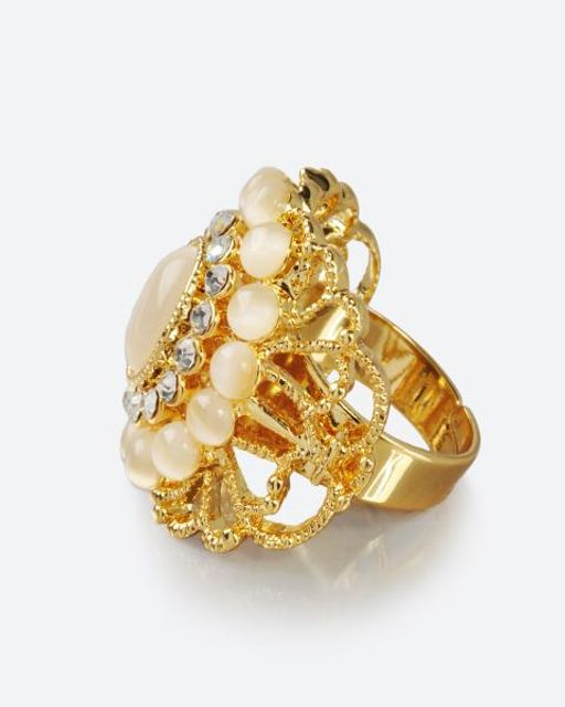 Celesta. Кольцо с кошачим глазом и кристаллами