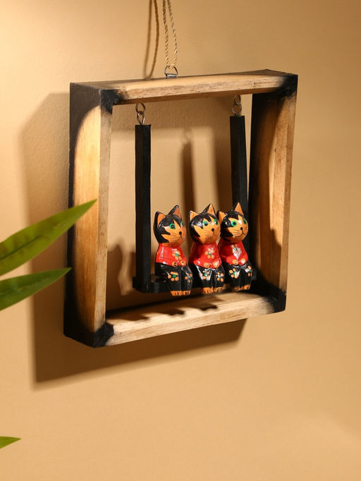 Сувенир интерьерный «Кошки на качелях», 19×19 см, дерево