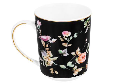 Кружка 360 мл 12*8,5*10,5 см Певчие птички на черном NEW BONE CHINA - Elan gallery фото 7