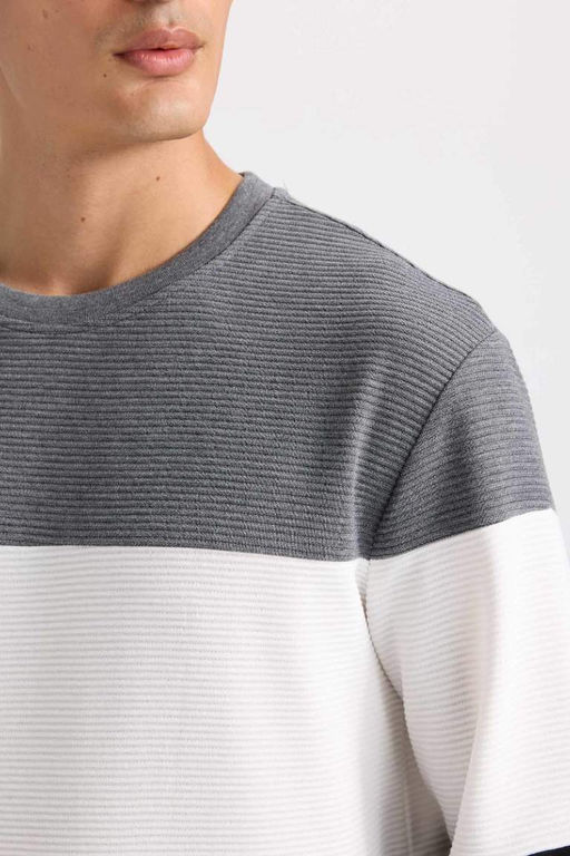 Жаккардовый свитшот стандартного кроя с круглым вырезом - Defacto фото 5