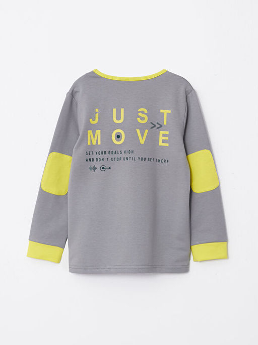 Bisiklet Yaka Bask?l? Uzun Kollu Erkek ?ocuk Ti??rt