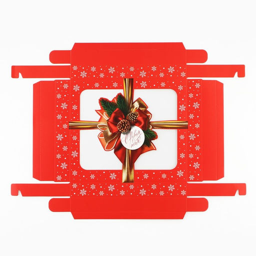 Цена за 2 шт. Коробка подарочная новогодняя складная С Новым годом, бант, 23.5 х 20.5 х 5.5 см - Дарите счастье фото 6