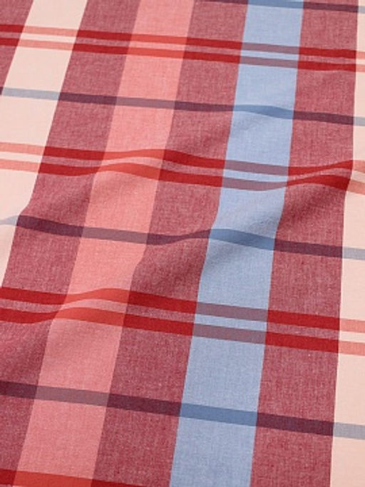 Вареный (стираный) хлопок Яркая клетка цв.бордовый/голубой, ш.2.5м, хл-100%