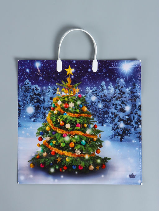 Цена за 10 шт. Пакет подарочный новогодний «Новогодняя красавица», полиэтиленовый с пластиковой ручкой, 36×37 см