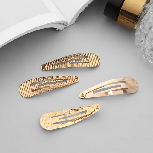 Цена за 3 шт. Невидимки для волос «Ажурная», набор 6 шт., ассорти, 5 см, золото