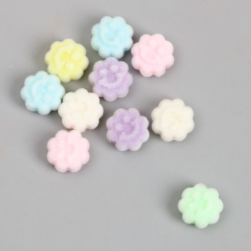 Цена за 10 шт. Бусина для творчества бархатное напыление Цветок-смайл. Нежные оттенки, 0.7?1.2?1.2 см