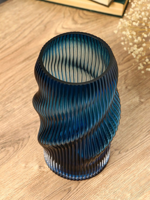 Ваза «Ванесса», волны, 24×12 см, стекло, синяя