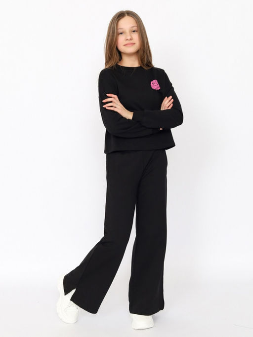 CRB wear/CSJG 90242-22-394 Комплект для девочки (джемпер, брюки),черный/Ex.Cherubino  фото 3