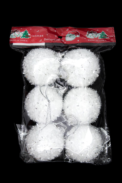 Набор новогодних шаров 5 см (6 шт) SF-8036, белый - Больше подарков фото 2