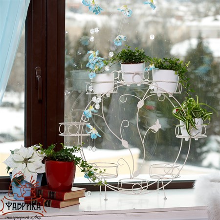 Подставка для цветов на подоконник 14-908 на 8 цветов - Фабрика интерьерной ковки фото 5