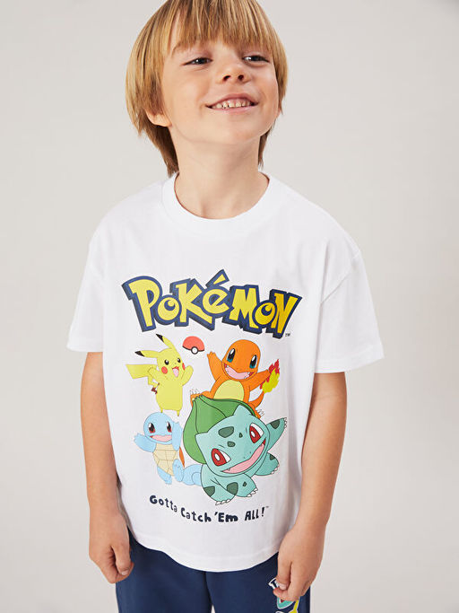 Bisiklet Yaka Pokemon Bask?l? Erkek ?ocuk Ti??rt