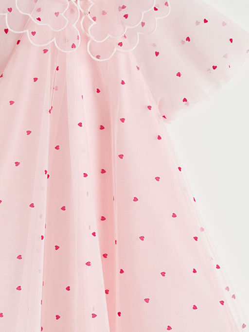 Bebe Yaka Kalp Nak??l? K?z ?ocuk Prenses Elbise