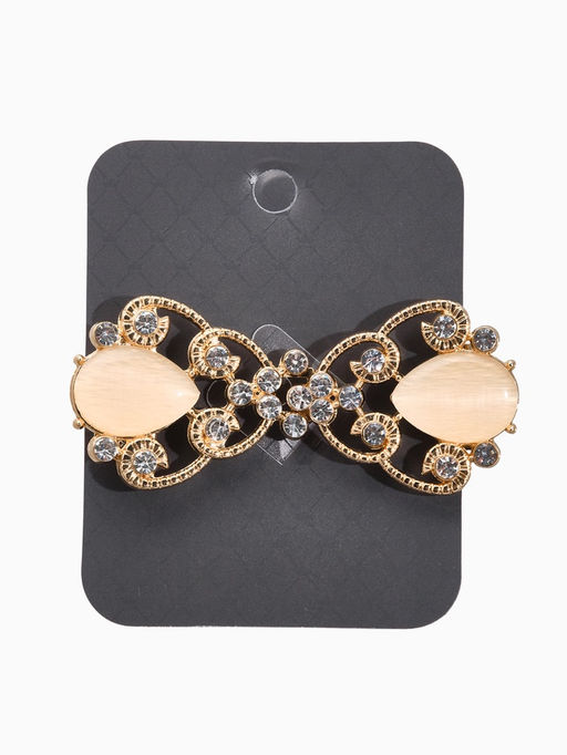 Зажим для кардигана «Ажур. Винтаж», белый в золоте