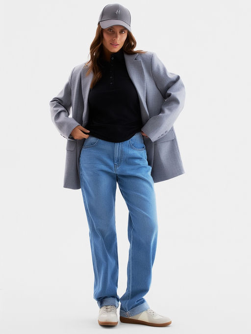 Футболка поло женская MINAKU: Basic line, чёрная, размер 48