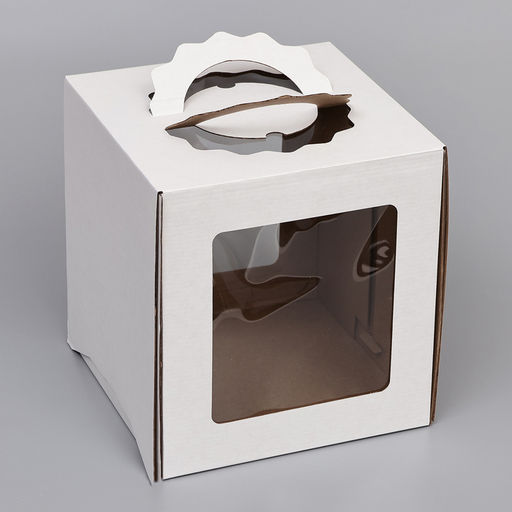 Цена за 5 шт. Кондитерская упаковка Квадрат, 2 окна, белая, 26 х 26 х 28 см - UPAK LAND фото 6