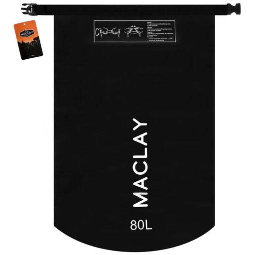 Гермомешок туристический Maclay 80L, 500D, цвет чёрный  фото 9