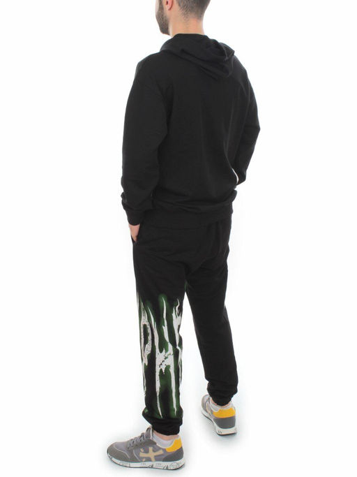 2627/7350 BLACK/GREEN Костюм спортивный мужской (75% хлопок, 20% полиэстер, 5% спандекс)